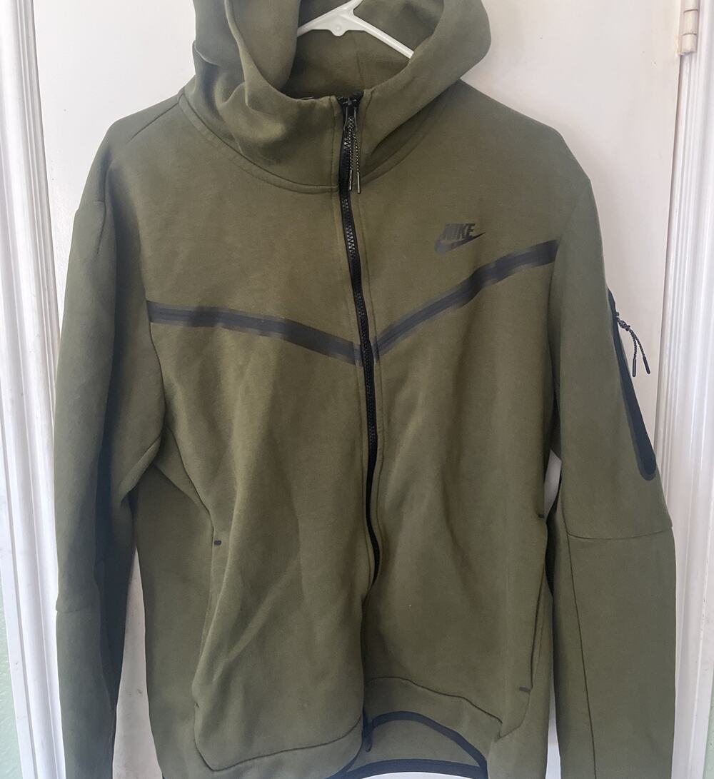 Nike Tech Fleece Hoodie Size Large Olive Hooded Sweatshirt